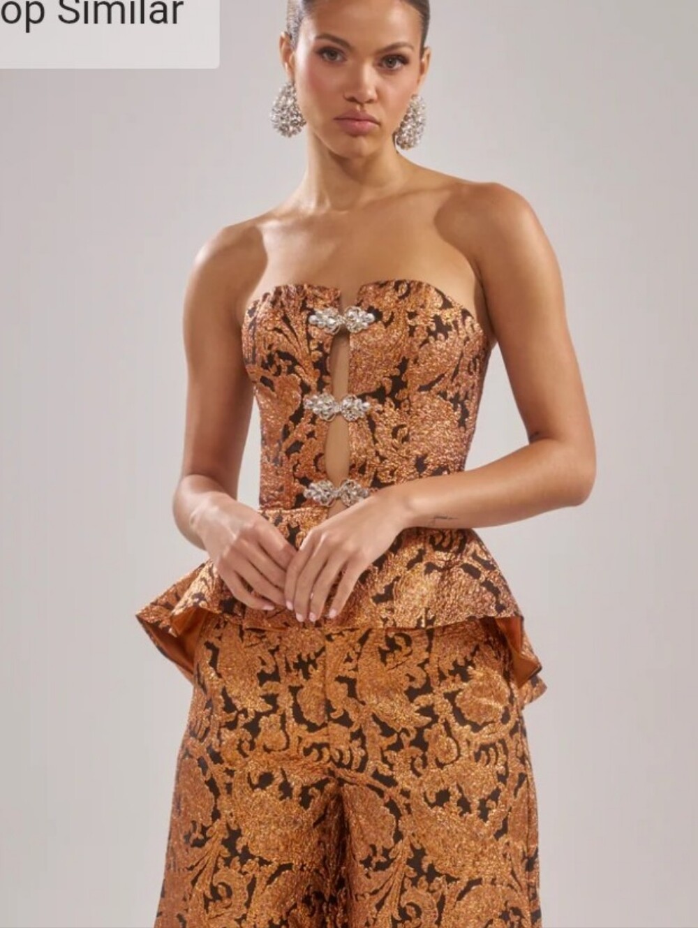 AKIRA Gold and Black Metallic Brocade Corset Top